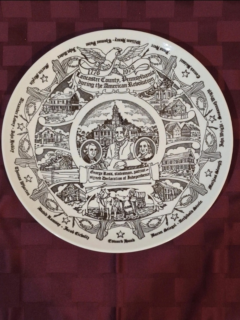 1976 Lancaster County PA Bicentennial Collector Plate Kettlespring